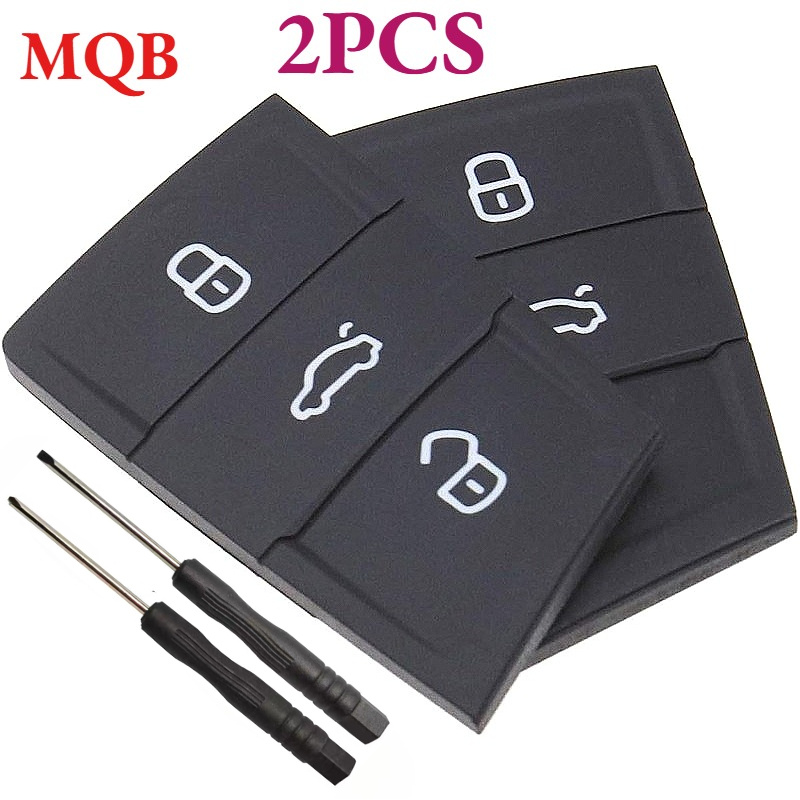 E-shop 2 Stück 3-Tasten Auto-Fernbedienungsschlüssel Ersatz-Tastenpads Schwarze Gummitasten für Ver- Entriegeln Kofferraum Kompatibel mit 7