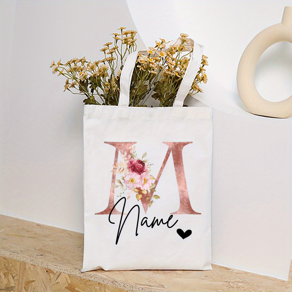 TEMU Sac fourre-tout personnalisable pour femmes - avec motif de lettres et fermeture éclair, et lavable - Sac fourre-tout pour femmes, poignées