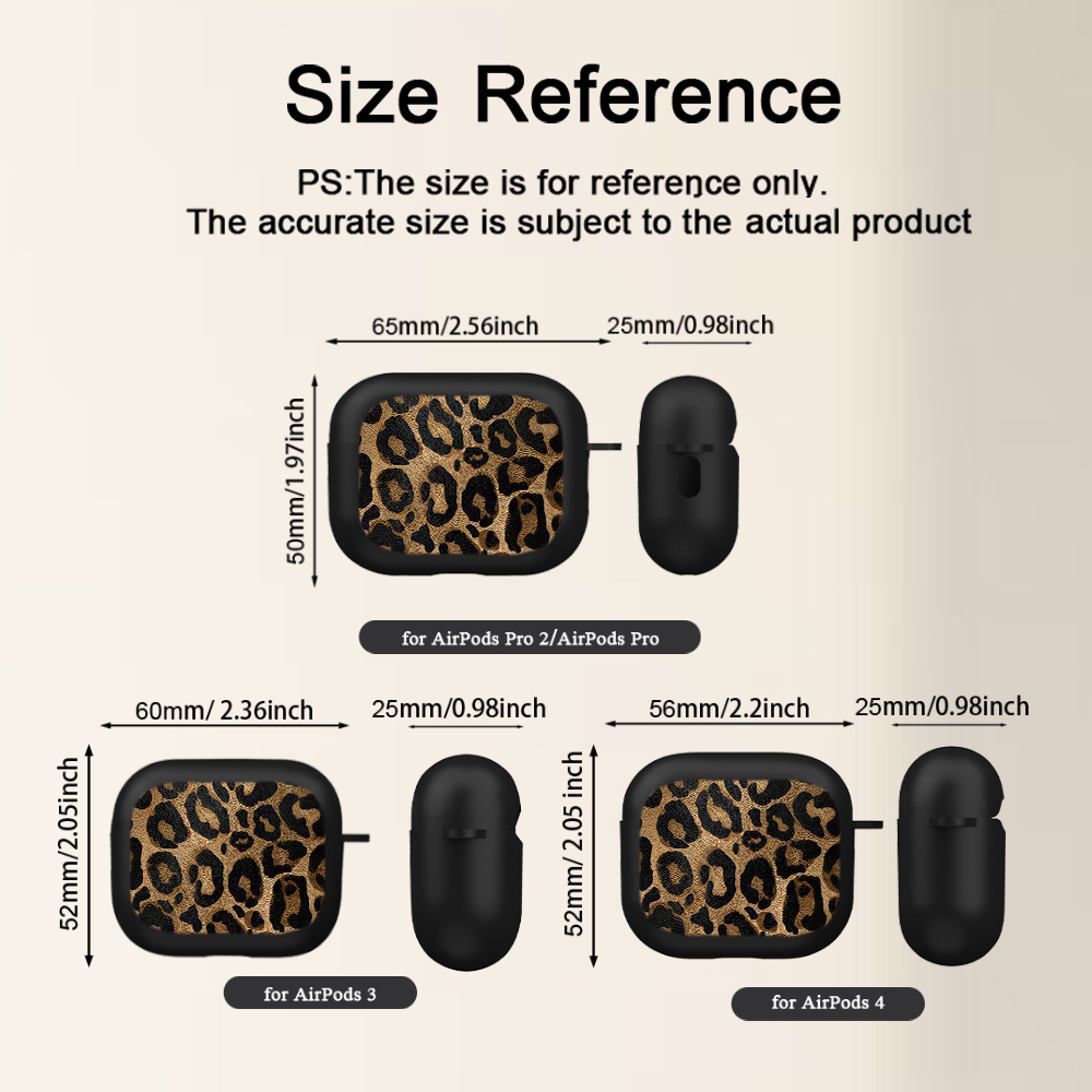 TEMU Earphone Covers, Featuring Black And Brown Leopard Print Pattern. Suitable For Airpods 4, 3, 2, Pro 2, And Pro. Simple Transparent Earphone