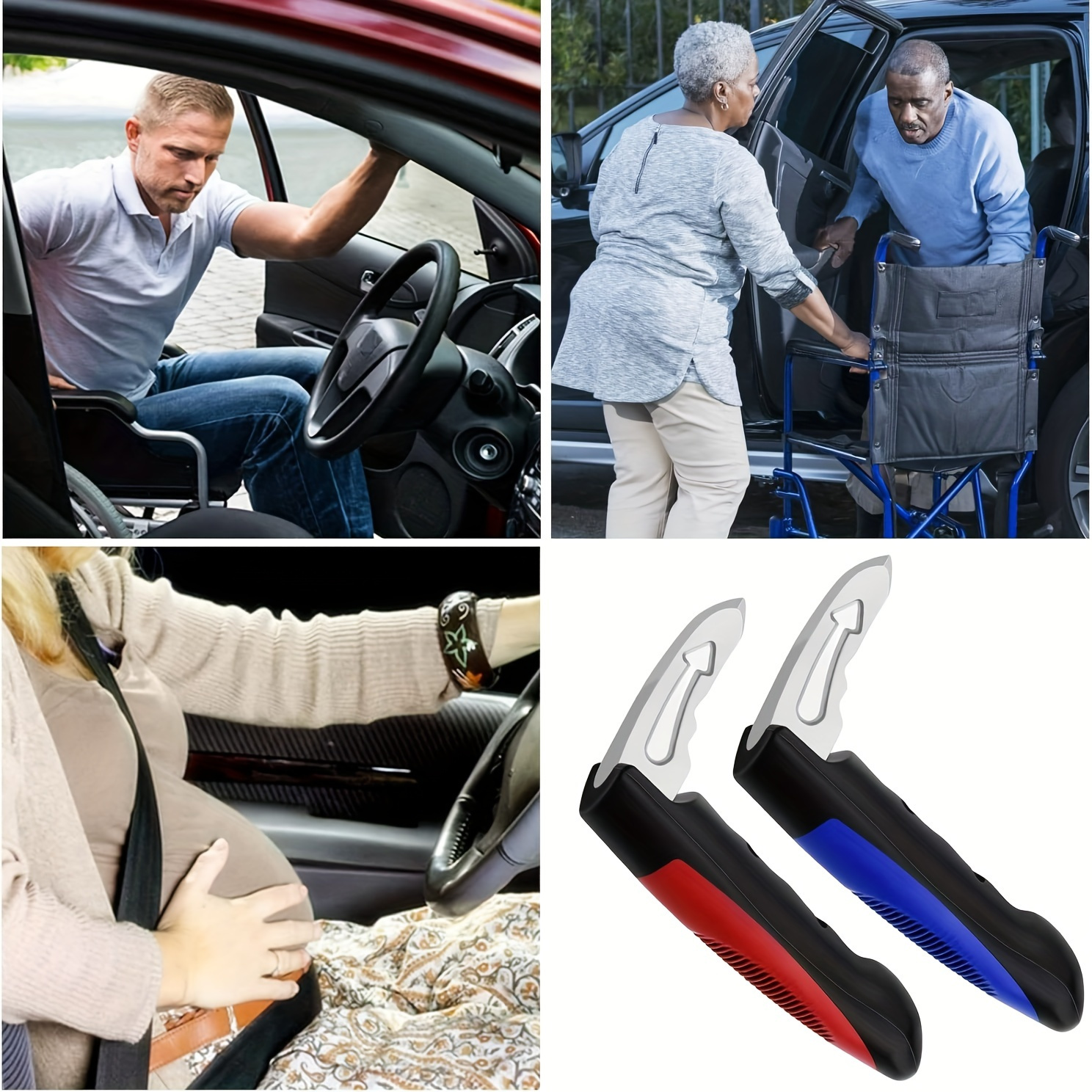 a two part aluminum car safety hammer featuring a door handle designed with an ergonomic non   ideal for seniors and individuals with disabilities compatible with the   of vehicles Product details 5