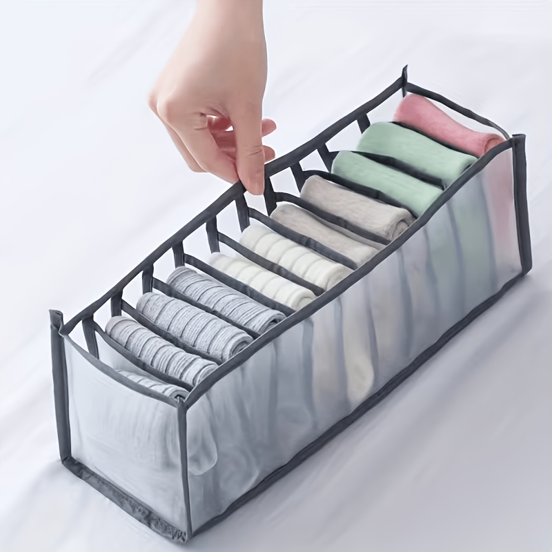 TEMU Underwear Storage Box, Mesh Socks, Chest Pants Box, Drawer Type, Partition Grid, Wardrobe Organizer Storage Bag