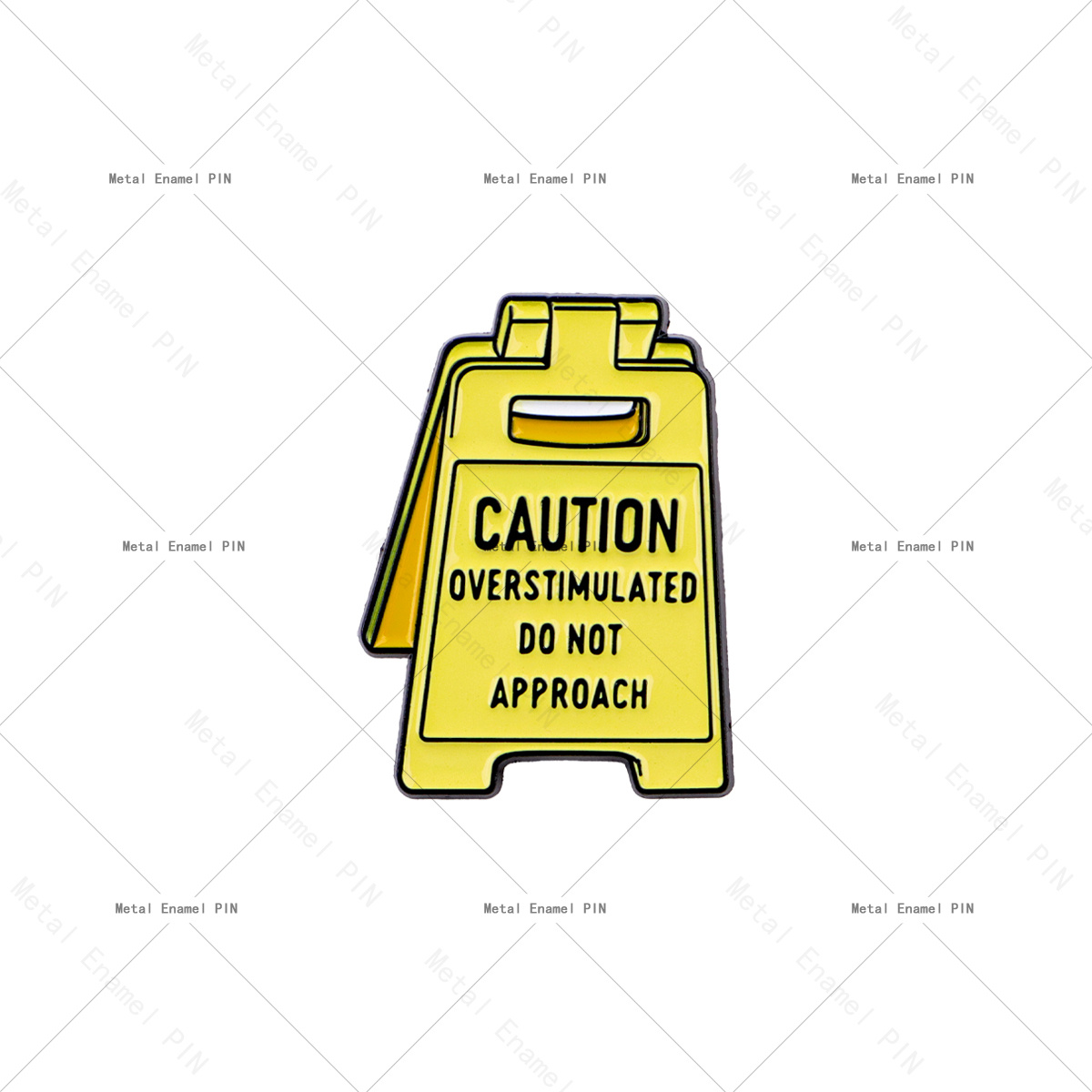 TEMU 1pc 1pcs Dmlsky Caution Overstimulated Do Not Approach - Overstim Warning Sign Brooch, Minimalist Enamel Lapel Suitable For Clothes, Backpack