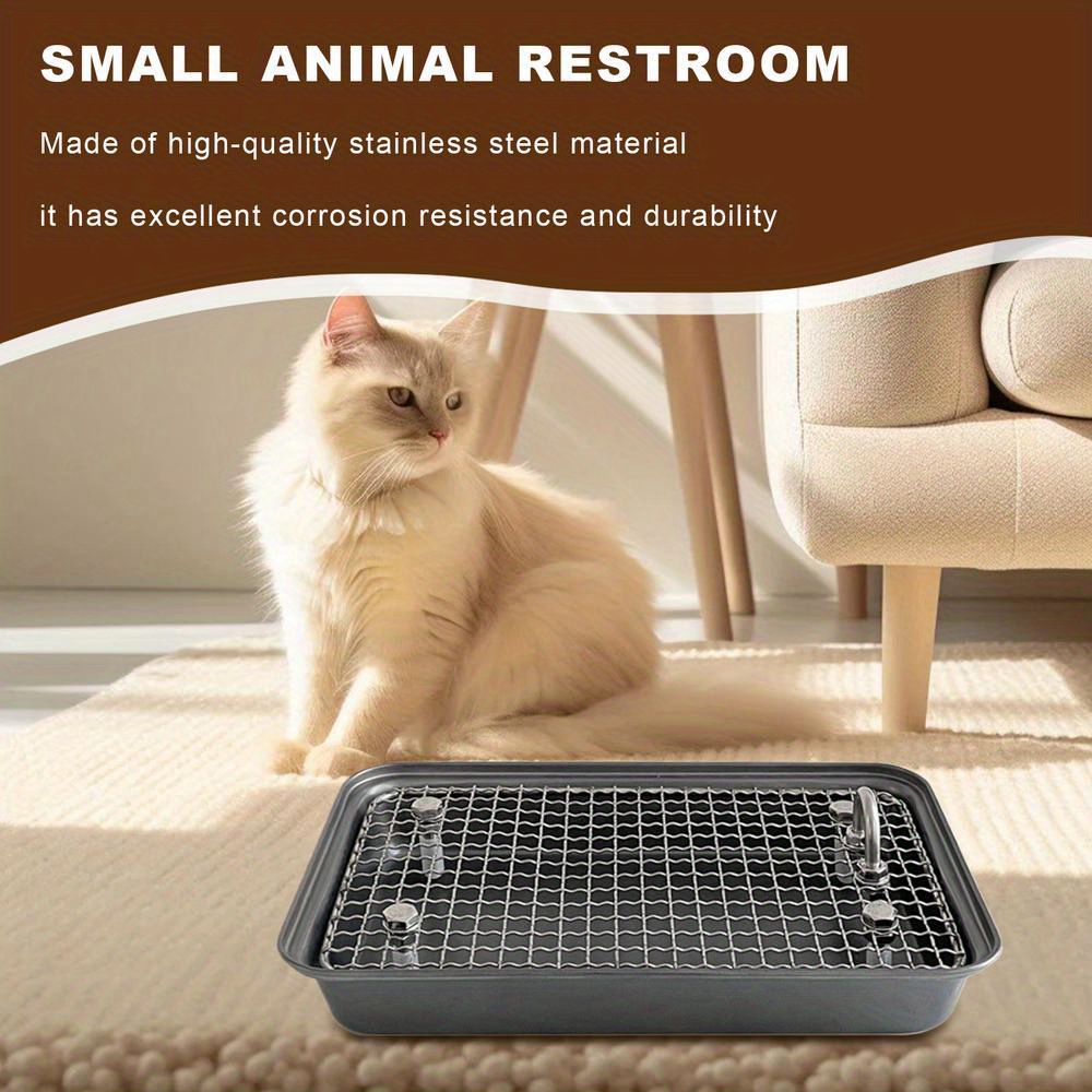 Verwijderbare Kattenbak Trainer voor Konijnen, Herbruikbare Training Pan voor Fretten, Roestvrijstalen Potje Trainer voor Kooien
