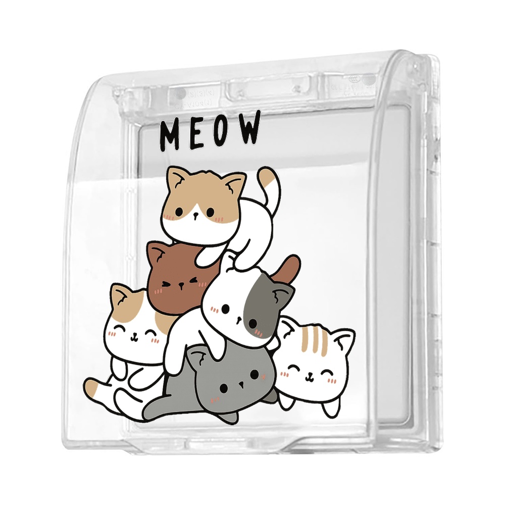 TEMU Cubierta de corriente impermeable con diseño de gato kawaii, protector de plástico a prueba de salpicaduras para baño, cocina y amantes de