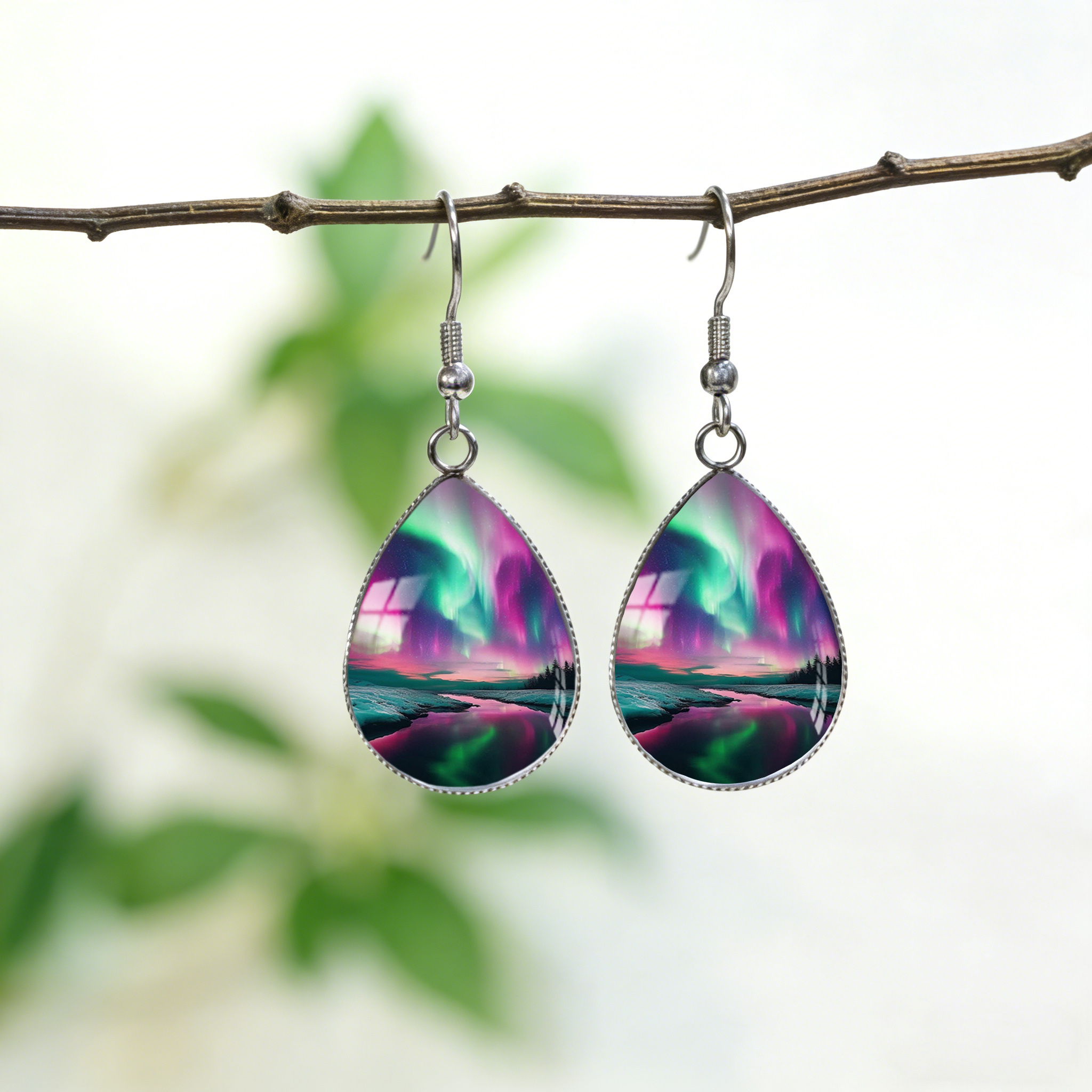 TEMU Boucles d'oreilles pendantes en verre de , Boucles d'oreilles pendantes en acier inoxydable, Cadeau nature unique pour elle, Cadeau de voyage