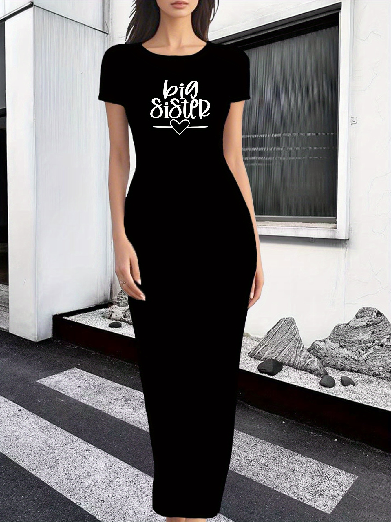 3 letter formal dresses womens geometric print bodycon dress elegant round neck discount