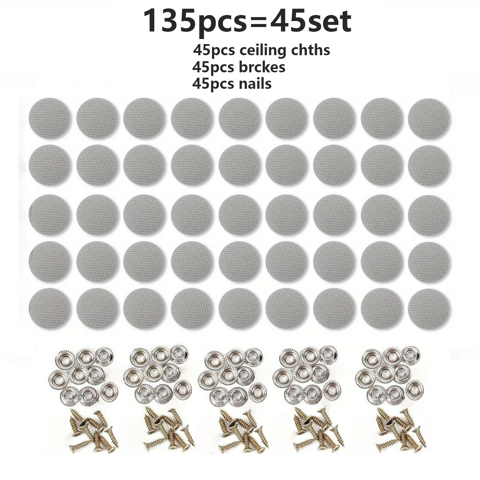 TEMU 135pcs 45 Sets Roof Panel Clips And Roof Liner Repair Kit, Universal Fit For Most Vehicle Models, Screw Rivet Fasteners, No Glue Required, ,