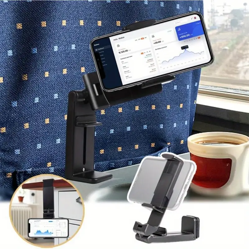 360 rotating airplane phone holder portable foldable travel clip with sleek multi functional for trays luggage essential for pilots travelers flight carry on accessory modern phone holder durable abs material Product details 5