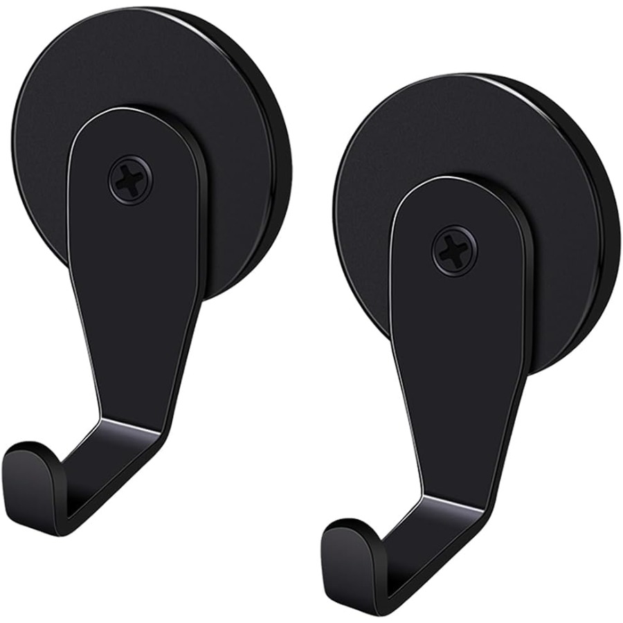 TEMU Set Of 2 Black Matte Magnetic Wreath Hangers With Heavy Duty Hooks, Of Supporting Up To 11lbs, Ideal For Metal Doors And Surfaces, Christmas
