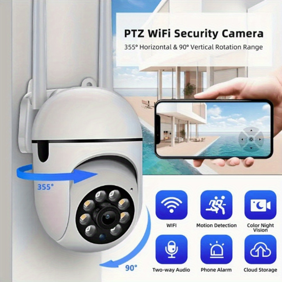 1pc   1440p hd indoor smart wifi security camera ptz with color night vision two way   detection and   on smartphones details 4