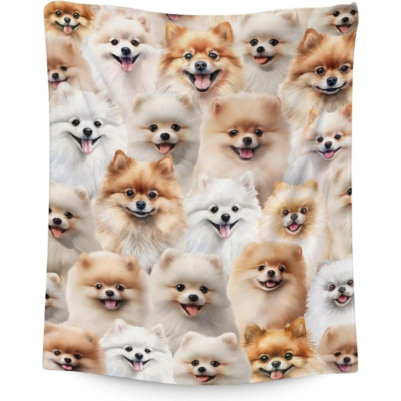 

Pomeranian Themed Flannel Throw Blanket, Soft , Contemporary Style, Polyester, 250-300gsm, With No Printing, For All , Ideal For Couch & Bed, Unique Gift For Dog Lovers