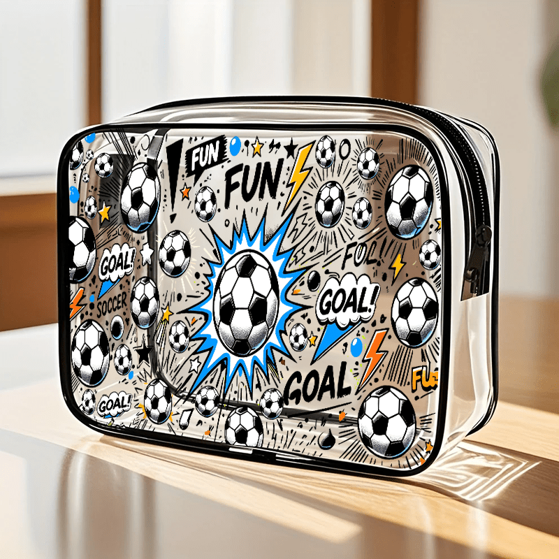 TEMU Borsa di emergenza a tema calcio - Chiusura con cerniera, grande capacit�, facile da pulire - Borsa portaoggetti qualit� per , borsa qualit�,