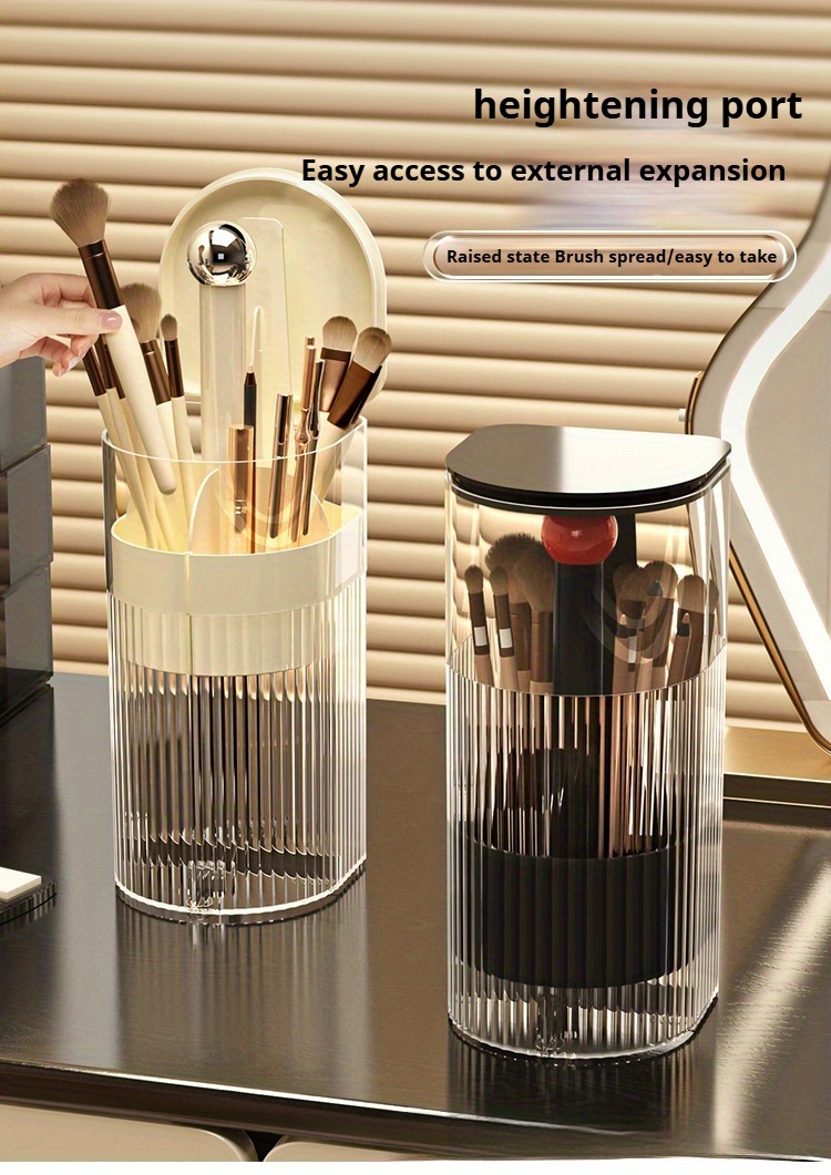 1pc makeup brush storage tube push to dust high end dressing table eyebrow   brush rack automatic lifting brush bucket Product details 4