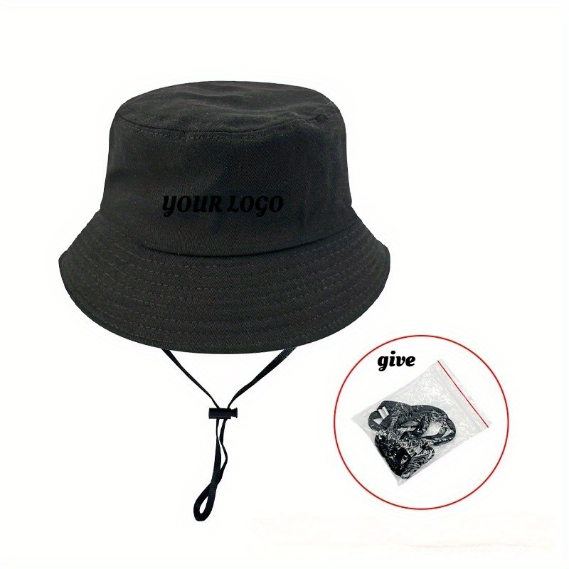 TEMU Customizable Pattern Logo Unisex Fisherman Hat For Large Head 60-63cm/23.62-24.8in, Plus Size With Adjustable Drawstring, Summer Sun Beach Hat,