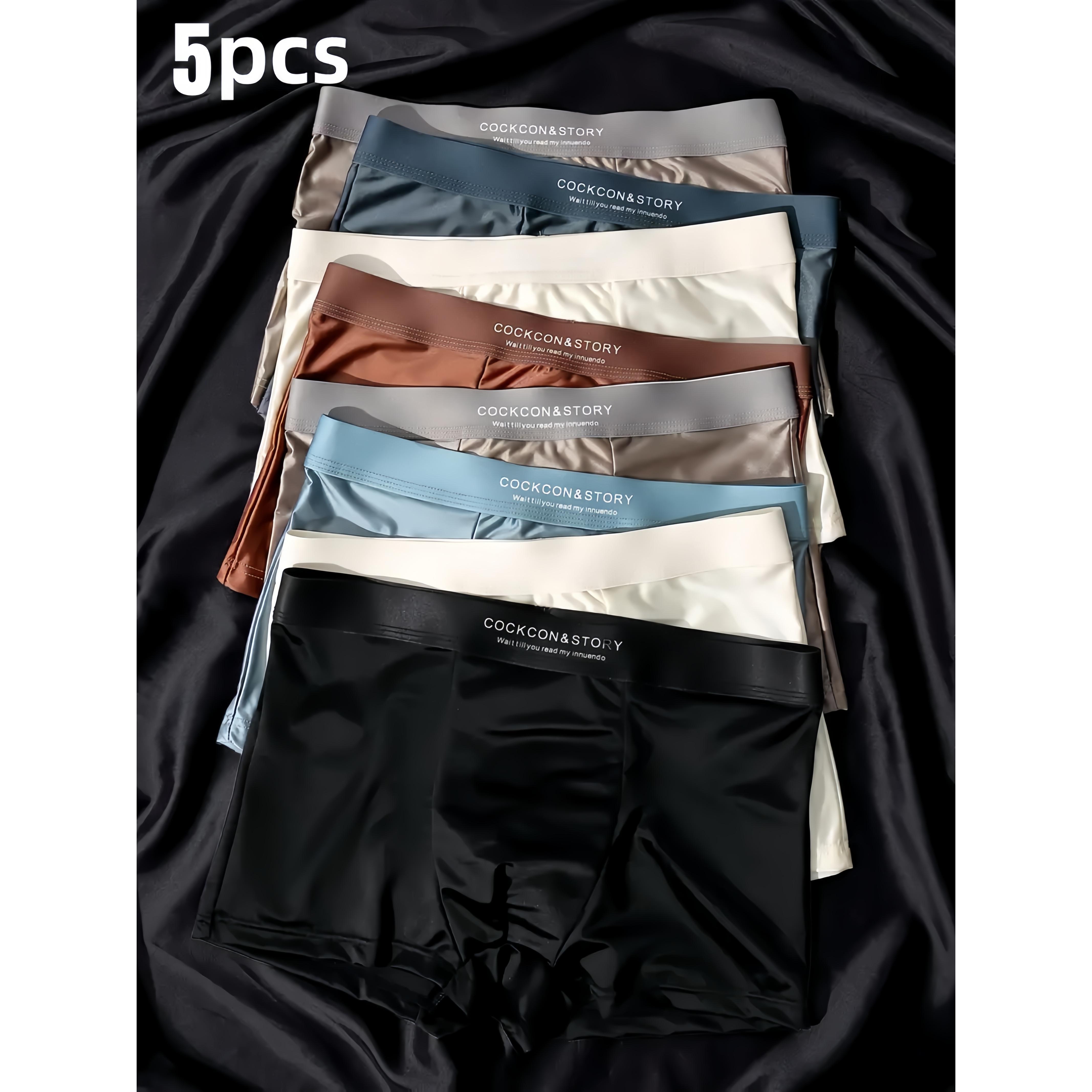 TEMU Set Of 5 Assorted Color Men's Boxer Briefs Made From Lightweight, Smooth, Seamless, Perfect For Summer. Breathable Four-corner Shorts Are Ideal For Everyday Use And Make A Great Gift For Men