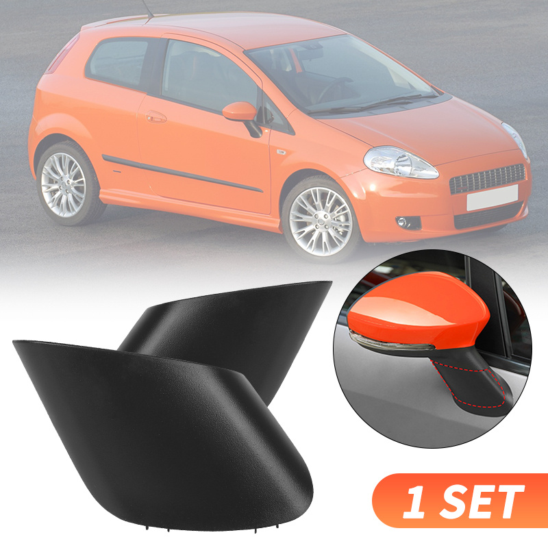 TEMU 2pcs L/r Rearview Mirror Cover Rear View Mirror Housing Cap Side Door For Fiat Grand 2005-2020 735593885 735596884