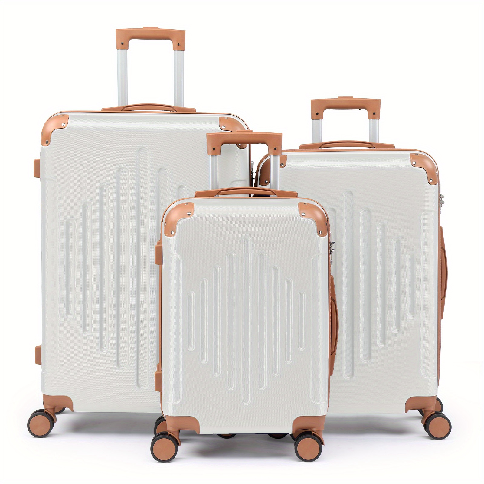 E-shop 3-teiliges Hartschalen-Gepäckset mit Spinner-Rädern – Leichte Handgepäck-Koffer für Damen & Herren, Langlebiges Reisegepäck-Set (inkl.