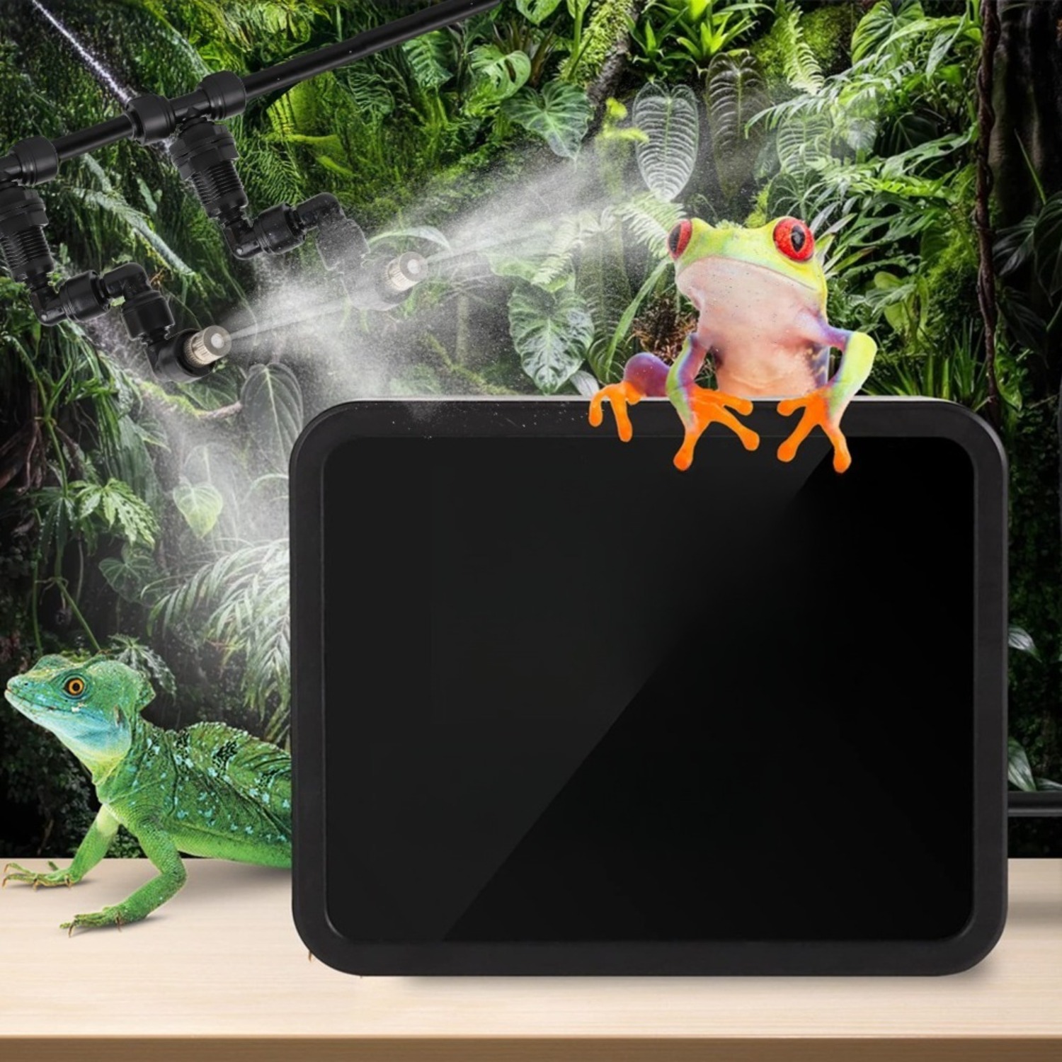 Adjustable Terrarium Irrigation System With Spray Nozzles - Misting Accessory For Reptile Tanks, Frog , Lizard Enclosures - Rainforest Tank Supplies