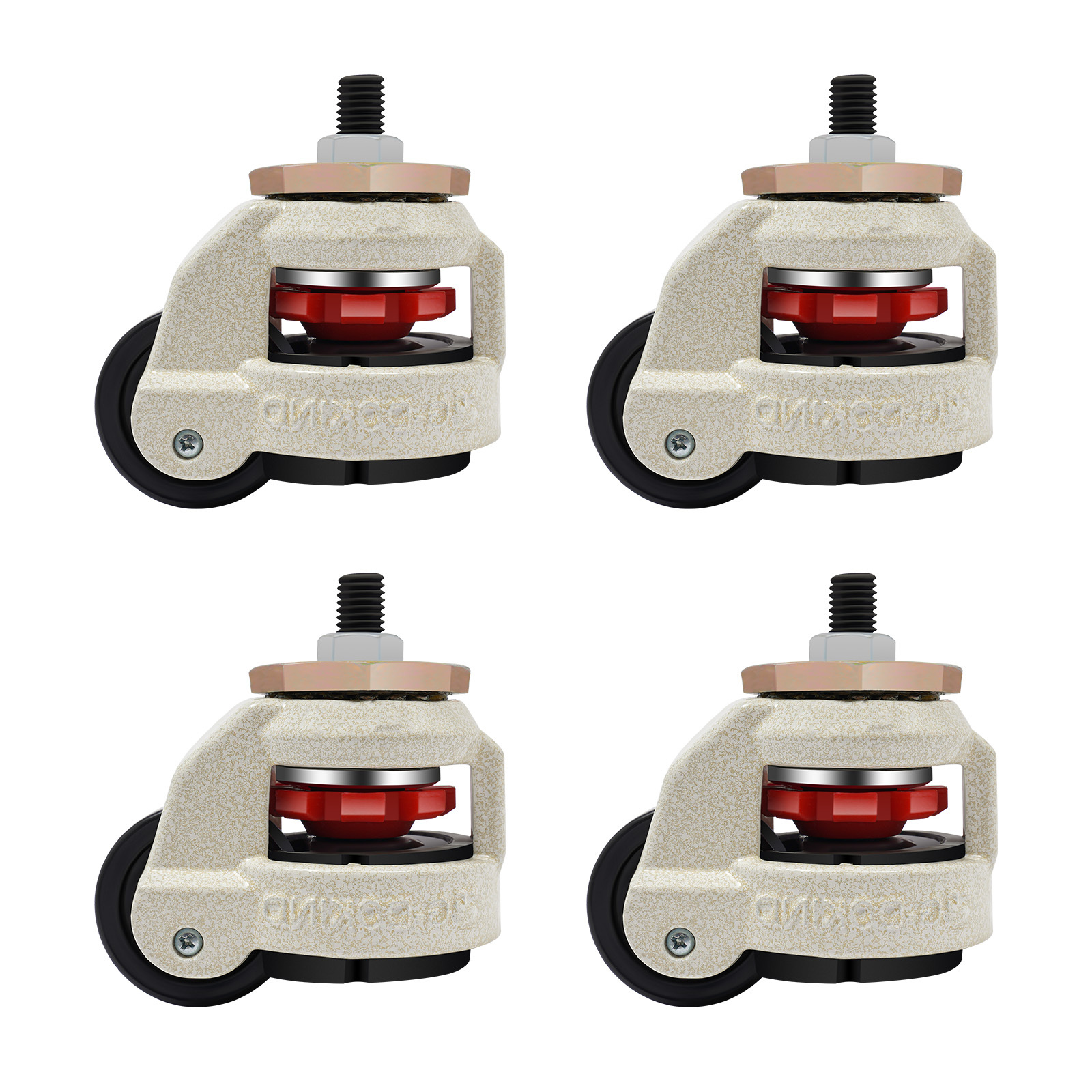 Image of 4-pack Heavy-duty Pp Wheel Caster Suitable For Workbench, Trolley, Heavy Equipment - 551lbs Per Wheel Load Capacity, Swivel Casters With & Leveling Mechanism For Workbenches, Trolleys, Use