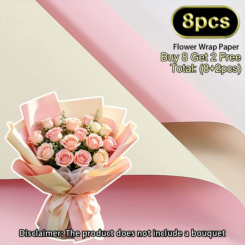 TEMU 8pcs (buy 8 , 8+2pcs) Dual-color Oya Paper, Solid Color Double-sided Floral Wrapping Paper, Premium Flower Wrapping Paper, Universal Style,