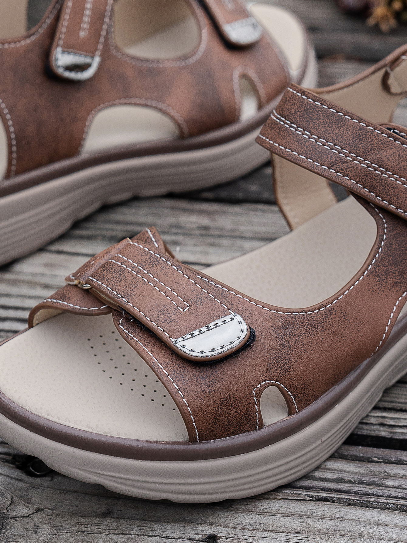   womens ankle strap sandals thick platform wedge heel breathable pu cover open toe casual   with cushioned insole secure straps for summer   Product details 24