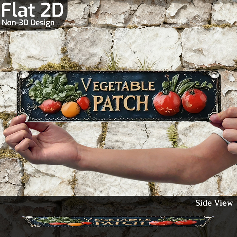 TEMU 2d Flat, Rustic Farmhouse Panel Sign - Vintage Vegetable Patch Chart Wall Decor Suitable For,,,, - Outdoor/ Decoration With Vegetable-themed