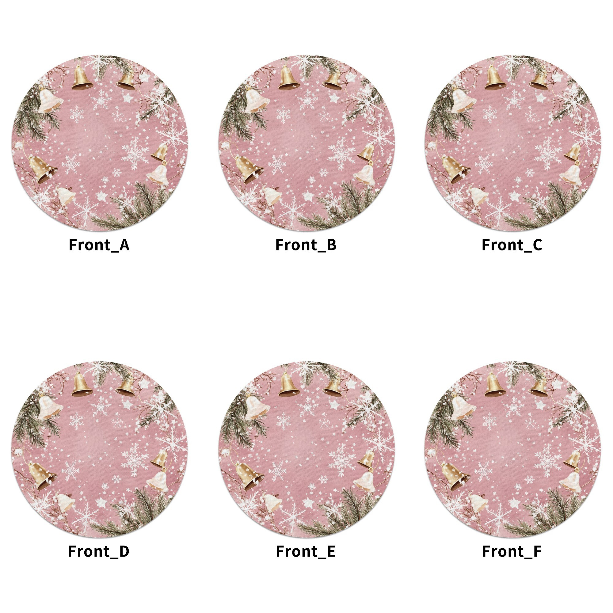 

6pcs Set Pink Floral Christmas Placemats - 15" Round Polyester Table Mats For Holiday Dining, Kitchen Decor & Catering Events