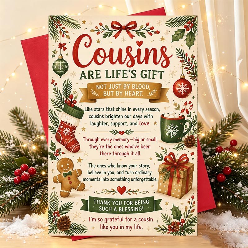 TEMU 1pc Christmas Greeting Card Cousin Gift Card: The With Your Cousin - Ideal For Any Occasion, And Appreciation To Your Cousin, Make Memories With
