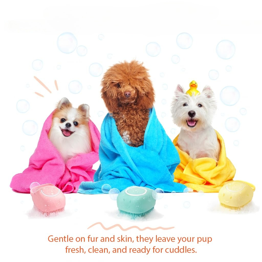 A Non-Toxic Pet Bathing Brush, This Cleaning Tool Is Suitable for Cats And Dogs, Featuring Massage Bristles And Built-In Storage. The Detachable Top Cover Makes It Easy to Clean