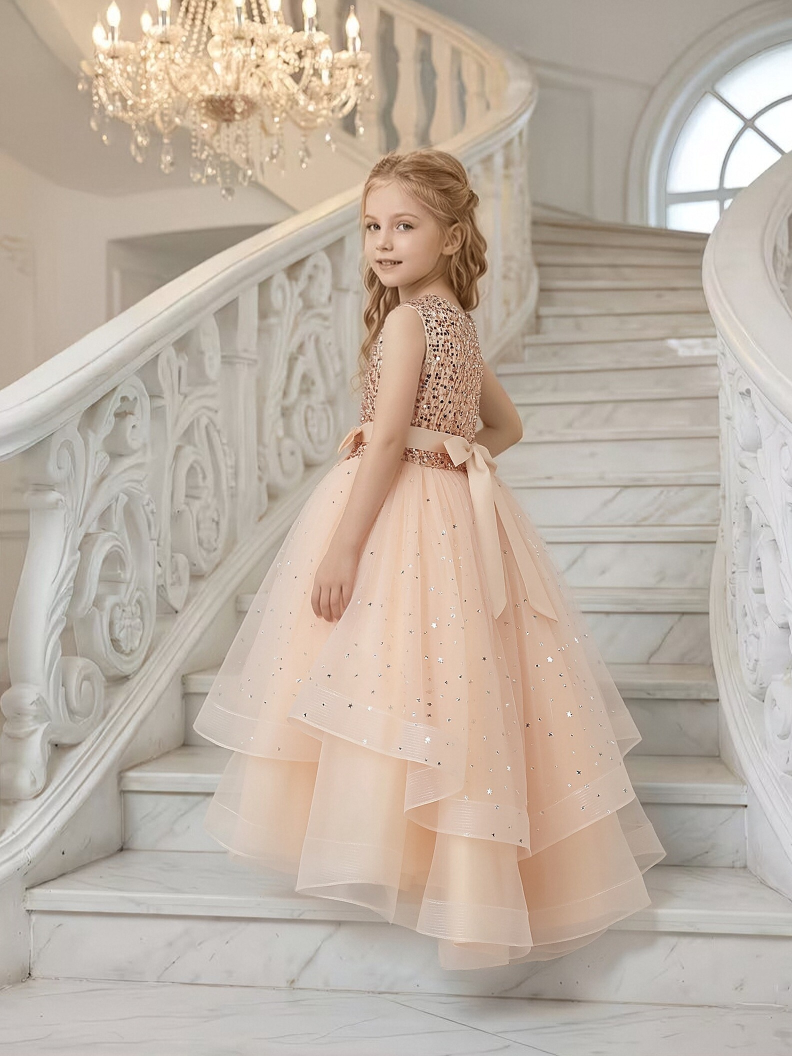formal girls easter dress Hoppy Vibes Only Chambray Easter Dress – Mia Belle Girls main image 0