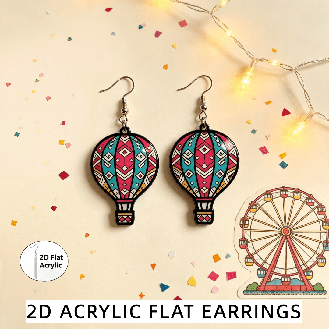 Bohemian Hot Air Balloon Dangle Earrings, Lightweight