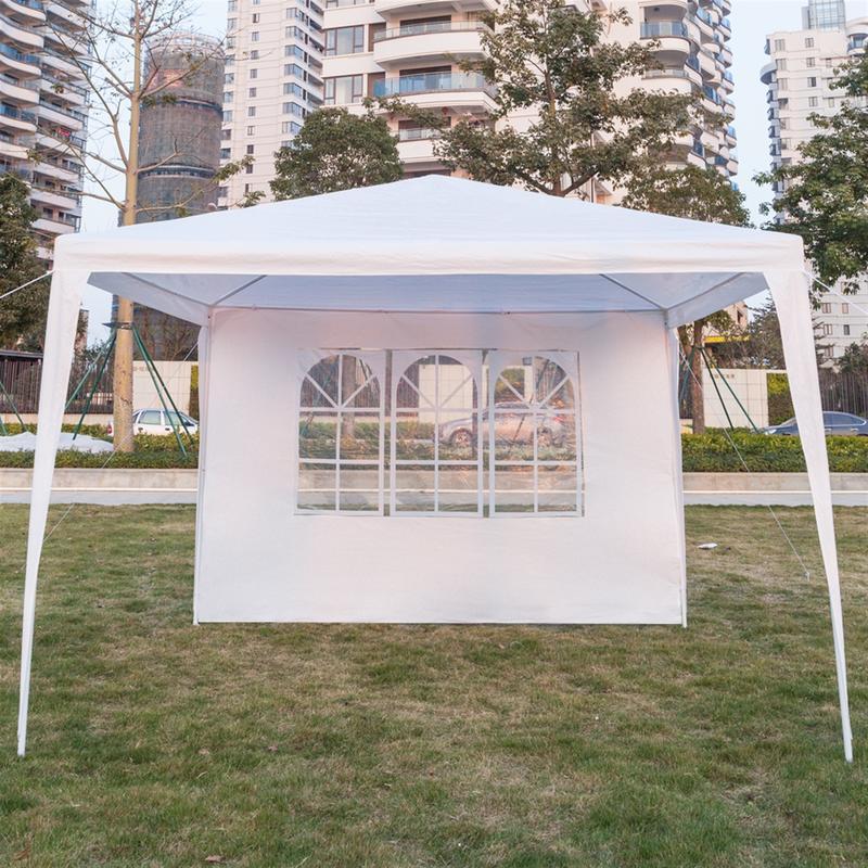 118.11*118.11inch 3-sided outdoor party tent, pergola, convenient awning, beach awning, PE cloth, plastic-sprayed iron pipe, spiral pipe, UV protection, easy to install, suitable for beach, backyard, camping picnic, barbecue, RV lawn, pool rest