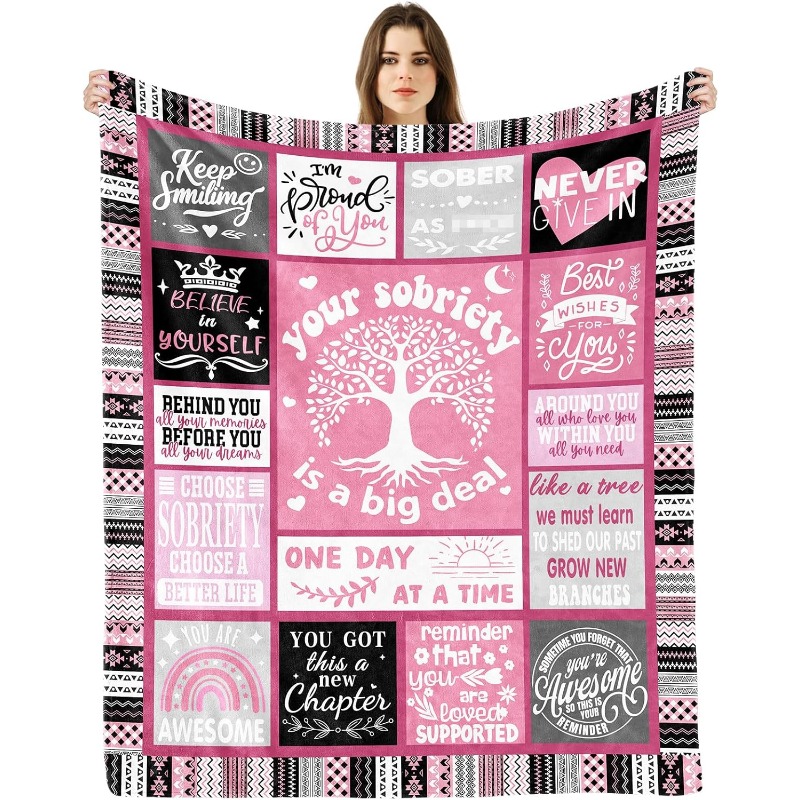 

1 Set 51.2 Inch *59.1 Inch Valentine's Day Sport Fluffy Gift Blanket For Women, Blanket, Sober Anniversary Birthday Gifts For Women Her Wife, Best , Recovery Gifts For Women ,