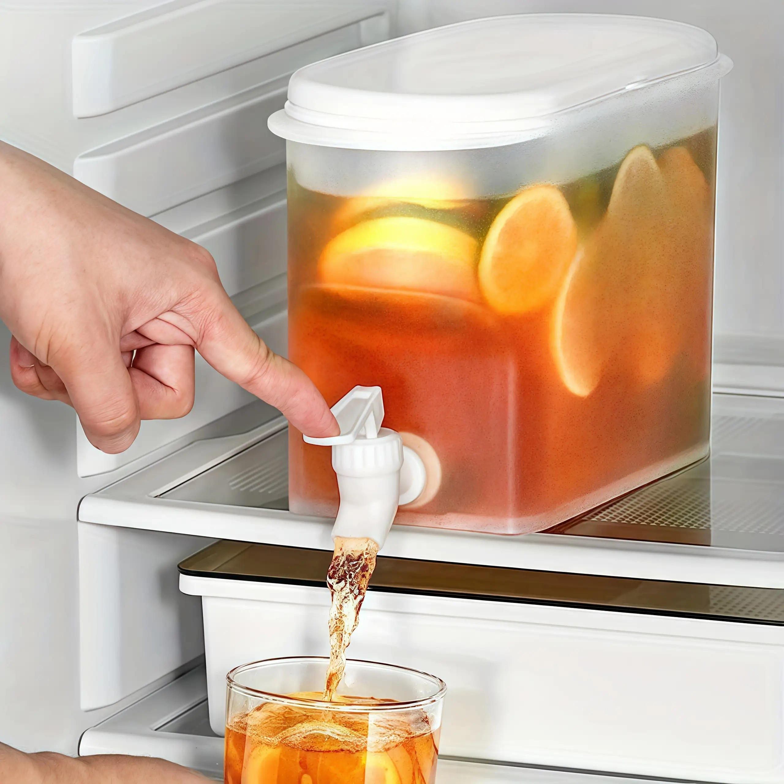 1pc, Plastic Kettle, Plastic Beverage Dispenser With Tap, Large Capacity Container, Cold Kettle With Faucet In Fridge, Pot, Lemonade Bottle, Household Supplies