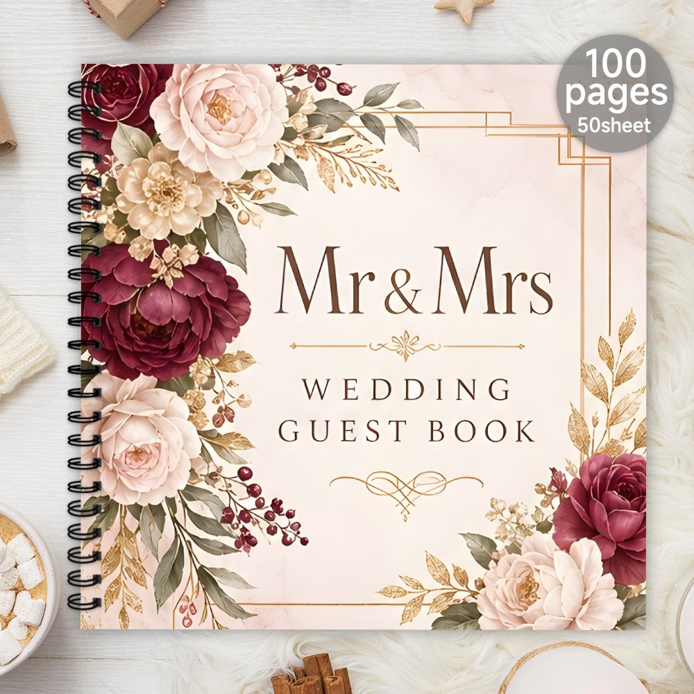 TEMU 'or 1 pièce, floral, 'or de mariage, livre de signature des invités, livre de messages et de , album souvenir, cadeau significatif pour elle et