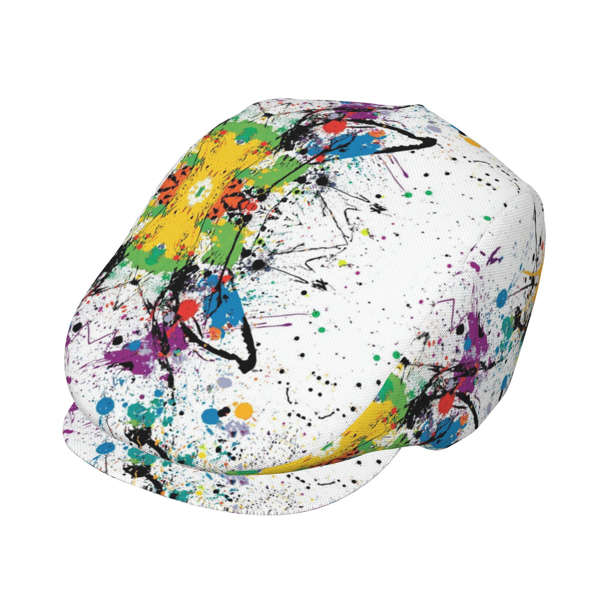 TEMU 1pc Colorful Splatter Art Pattern Printed Beret, Men And Women Adjustable Flat Cap Suitable For Newsboy Beret Ivy Cap Irish Cap Cap Beanie