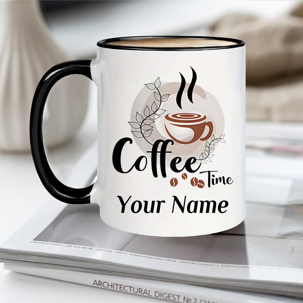 TEMU [birthday Custom Gift] Custom Name 1pc 11oz Ceramic Mug, Dishwasher Safe Reusable Coffee Cup With Latte Bean - Great Gift For Birthdays,