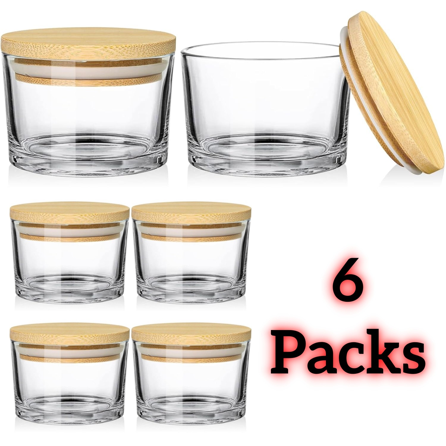 6 12   pack glass candle jars with airtight bamboo lids 4 oz round containers for candle making wedding favors spice storage and bath salts leak proof mothers day gift spring crafting