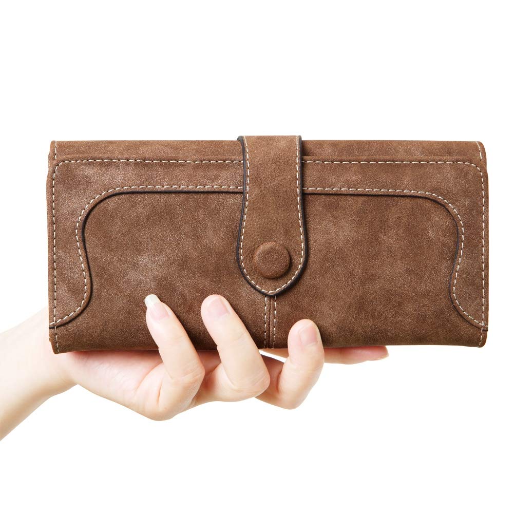 TEMU Portefeuille long uni mat, pochette minimaliste à 17 compartiments, étui facile pour cartes de crédit