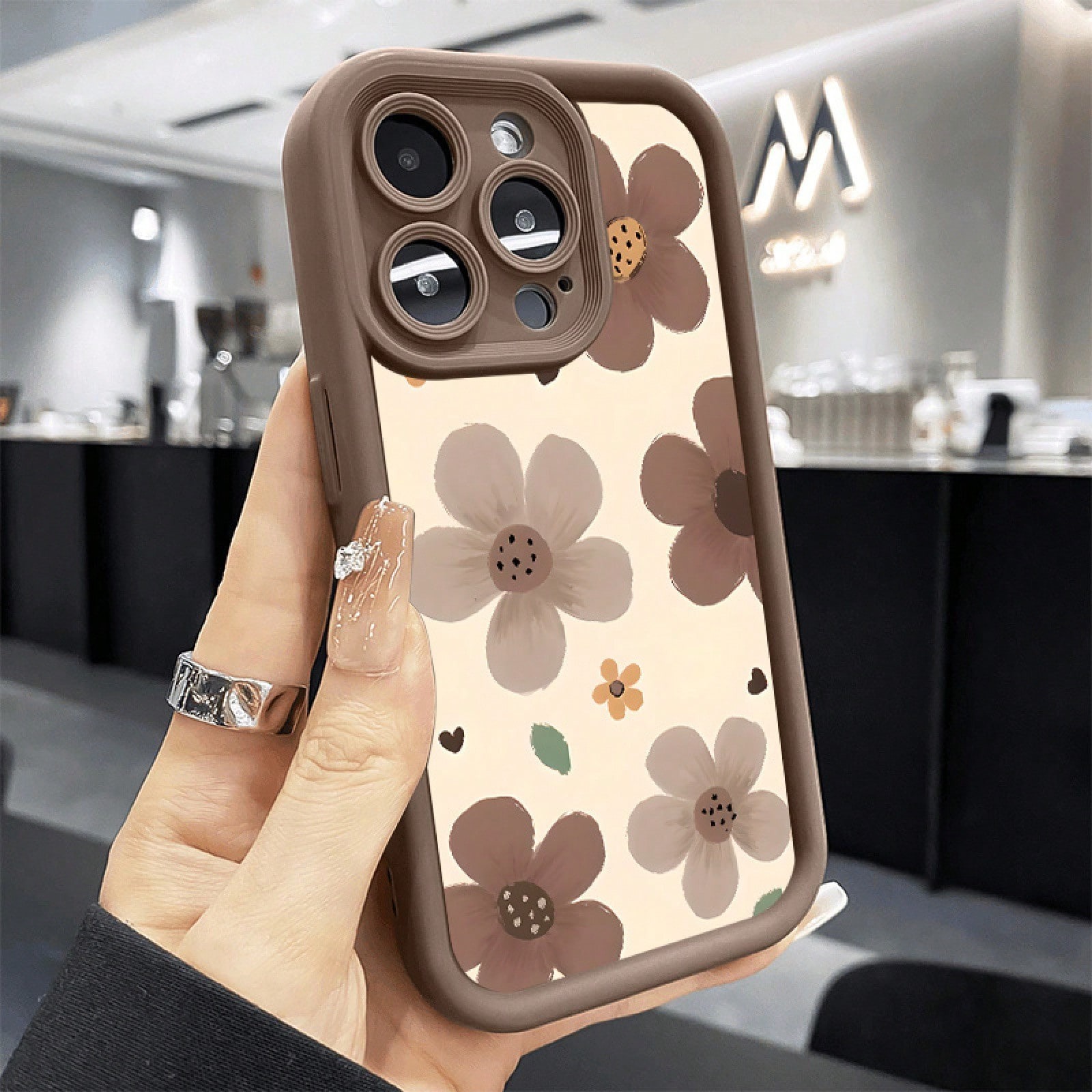 TEMU Phone Case: 1 Minimalist Oil Painting Flower Full-coverage Phone Case, Drop-proof And Wear-resistant Material. Suitable For Iphone
