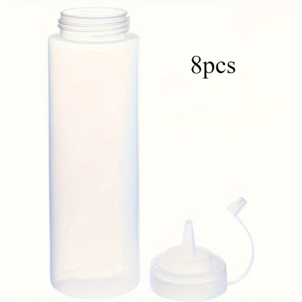 8-pack Transparent Plastic Squeeze Bottles With Precision Control Nozzle - Kitchen Must-have Tools For Sauces, Oils, Dressings & More, Sauce Squeeze Bottle