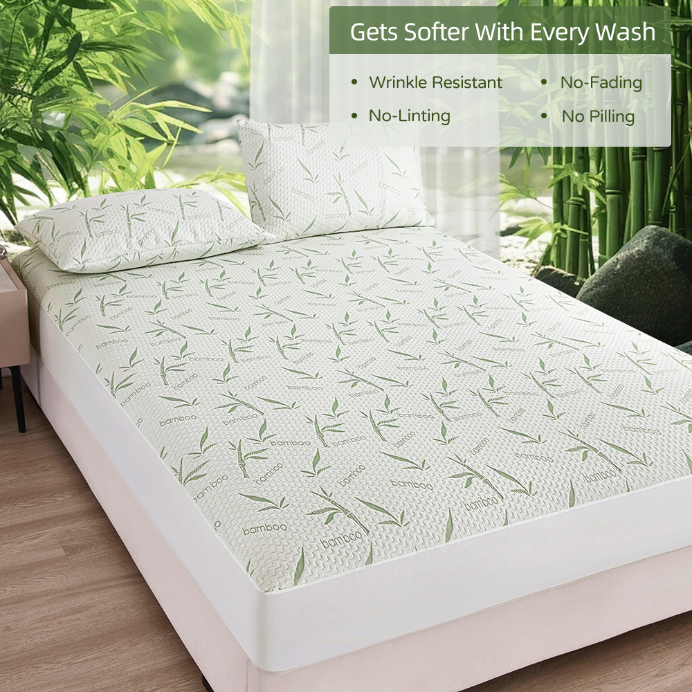 Image of Full Size Bamboo Fiber Fitted Sheet Suitable For Bedrooms & Hotel Rooms - Soft Bed Sheet With Bamboo Fabric, Twill Weave, Machine Washable, Fit For Mattresses, Bedding