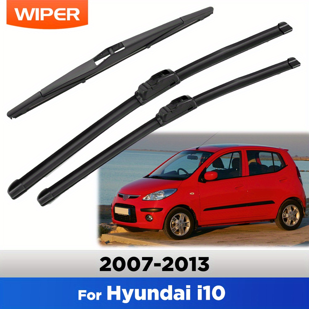 TEMU Set Of Front And Rear Wiper Blades For I10 From 2007 To 2013, Including Windshield Brushes Measuring 22