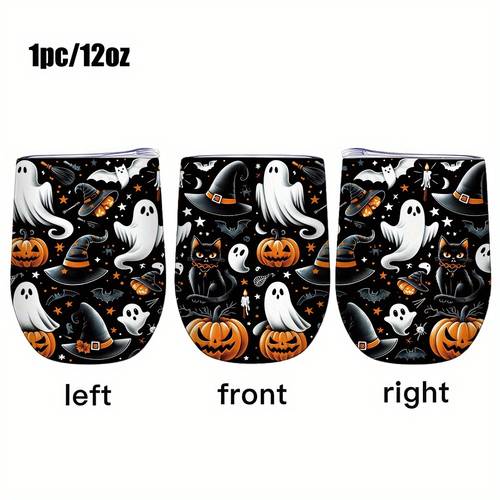 Una tazza termica da 350 ml (12Oz) con personaggio dei cartoni animati, progettata per campeggio e attività all'aperto. Questa tazza da viaggio in acciaio inossidabile è a prova di perdite, riutilizzabile e di forma ovale, ornata con grafiche, il regalo perfetto per Natale.