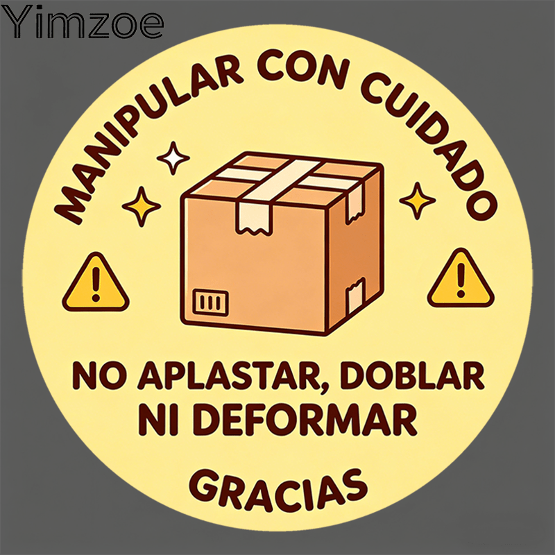 TEMU Yimzoe Pegatinas Redondas de Fragil con Texto en Español - con Texto "MANIPULAR CON CUIDADO NO APLASTAR, DOBLAR NI DEFORMAR GRACIAS", Diseño de