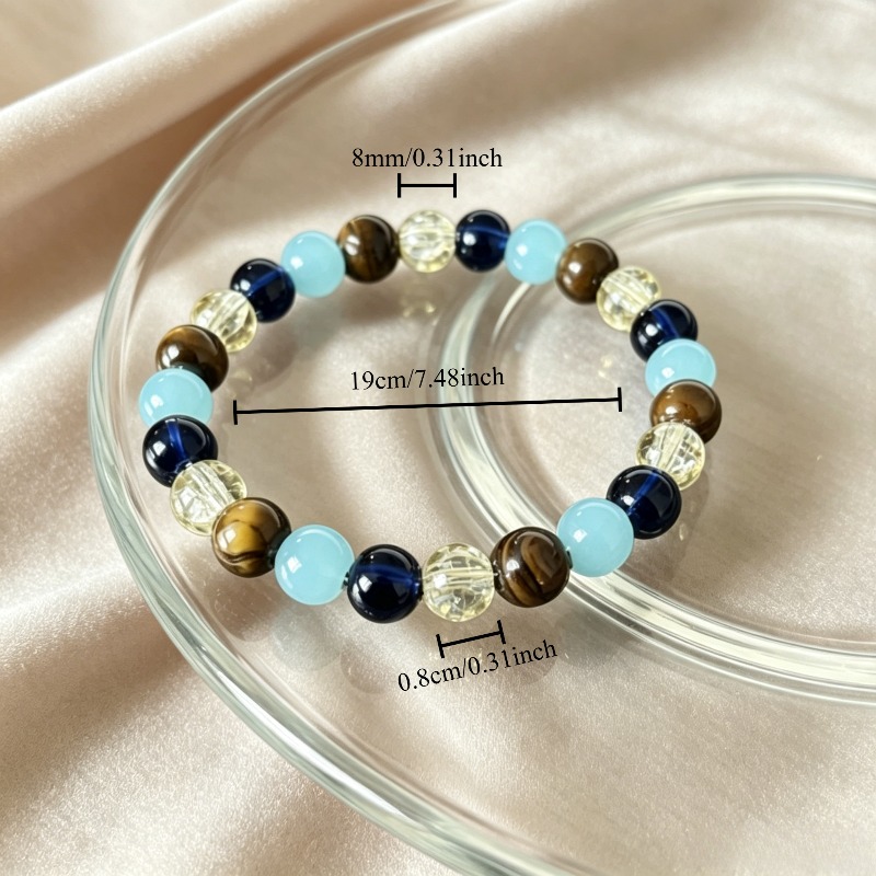 Tiger's Eye Crystal Beaded Bracelet, Gift for Her