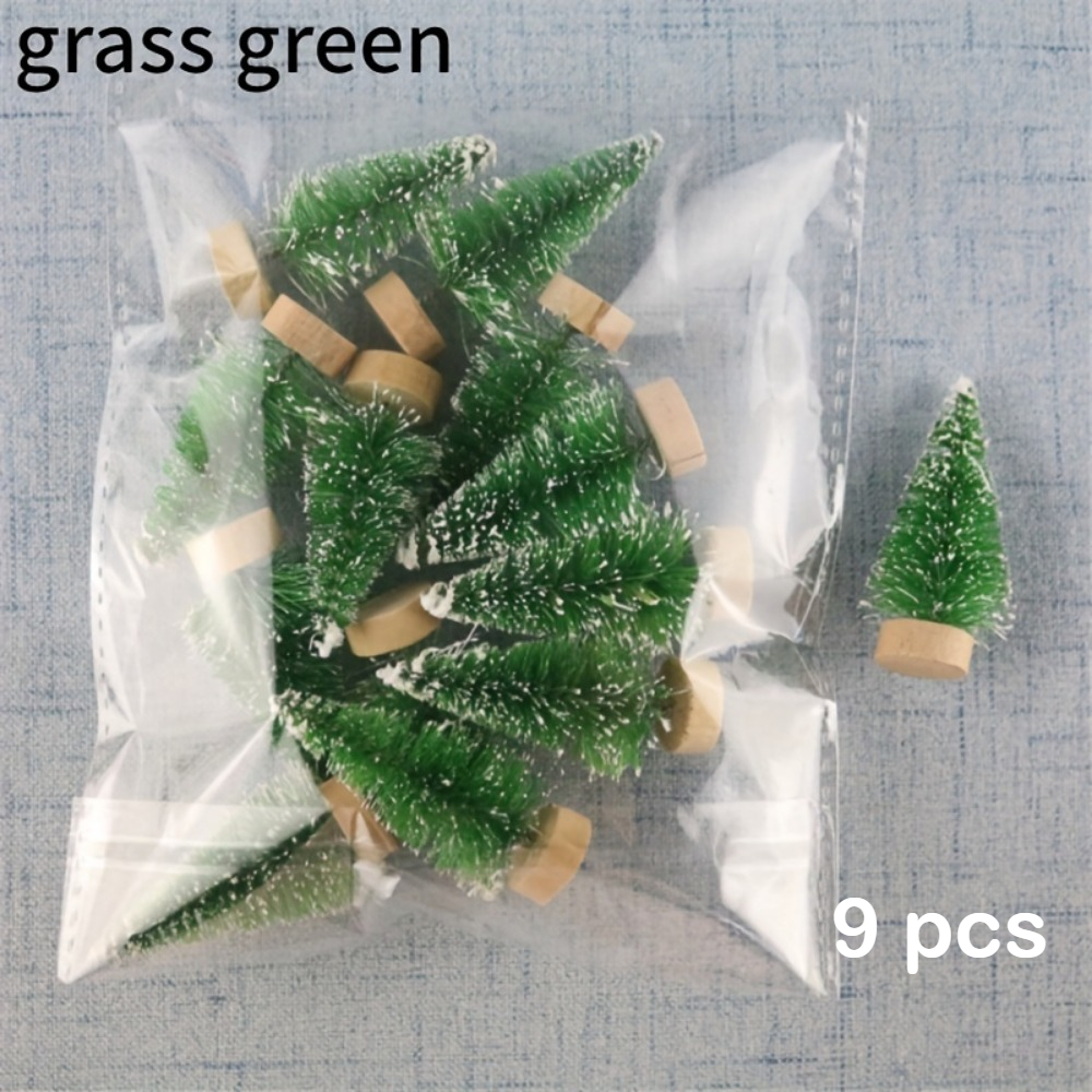 TEMU 9-teiliger Weihnachtsbaumschmuck, Zedernholz, künstliche Tischdekoration für Zuhause, Neujahrsdekoration, künstliche verschneite , DIY-Bastelset