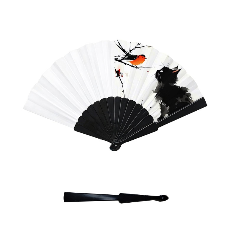 TEMU Elegante pieghevole con di orientale, stampa e ramo di , superficie con spine in plastica, 1 pezzo, accessorio elegante per raffreddamento e