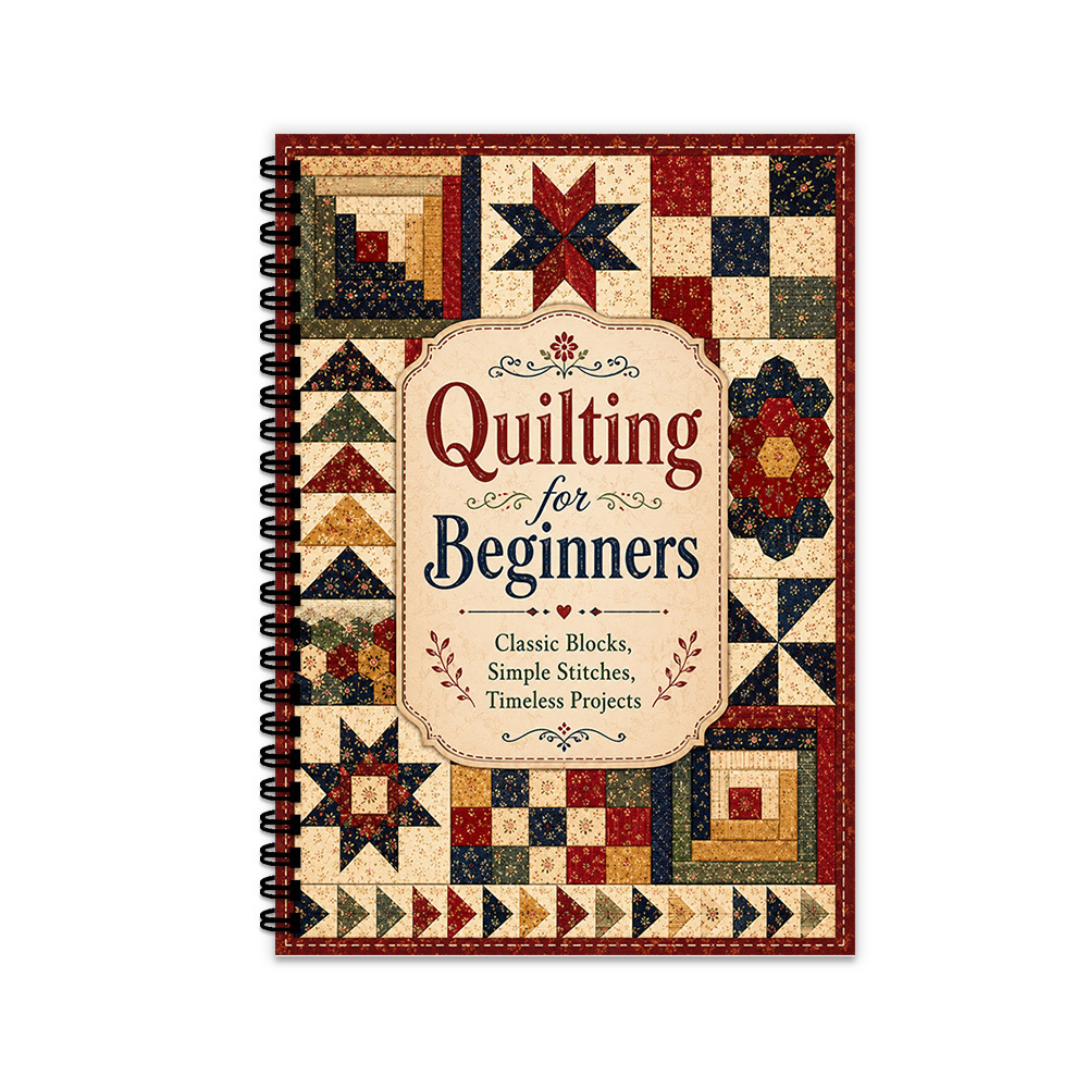 TEMU 1pc Subject Notebook Quilting For Beginners, Classic Blocks, Simple Stitches, Projects, Pattern Notes, Sewing Journal, Thickened, Eye-friendly