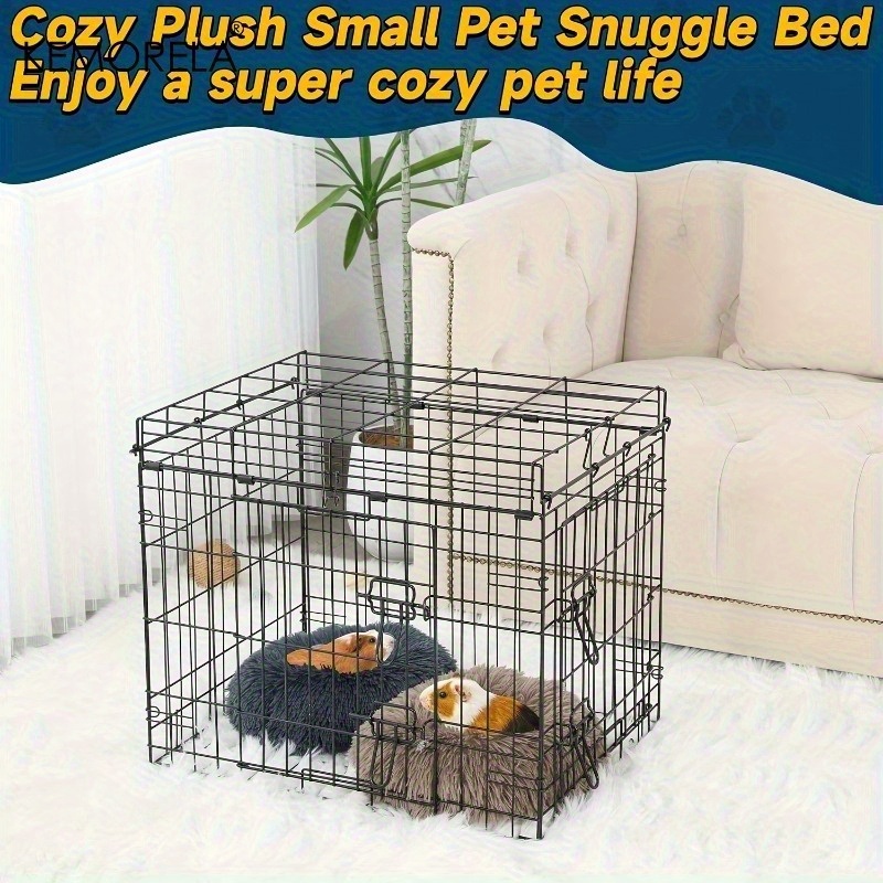 KEMORELA 1pc Ultra-Soft Plush Small Pet Nest - Cozy, Warm Hamster Sleeping Bed with Non-Slip Bottom & Insulated Padding, Perfect for Guinea & Small Animals, Round Light Blue Fluffy Design